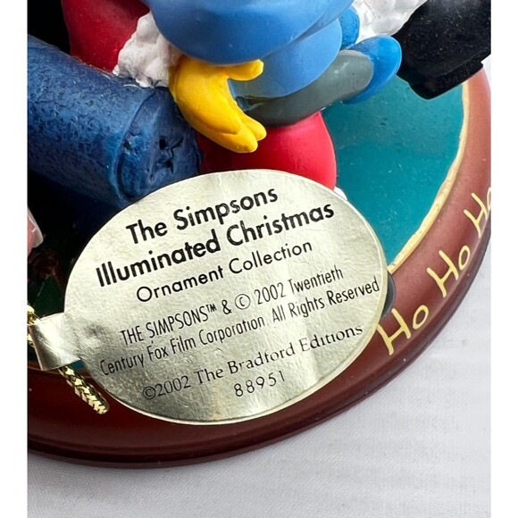 SIMPSONS Bradford Christmas Tree Ornament Illuminated “Ho Ho Homer” Santa Bart - Picture 5 of 9